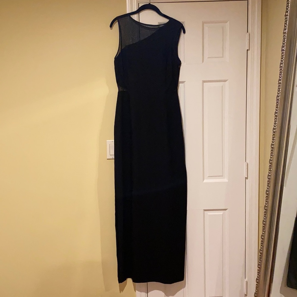 Reiss Clara Mesh Cut Out Black Maxi Dress Gown